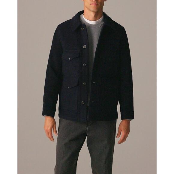 J. Crew Cruiser Jacket in Double-Faced Wool Blend Dark Navy Size M NWT - Picture 1 of 13